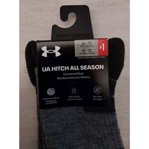 Under Armour 1292832 UA Hitch All Season Cushioned Boot Socks Heather Gray(8-12) - Picture 3 of 8